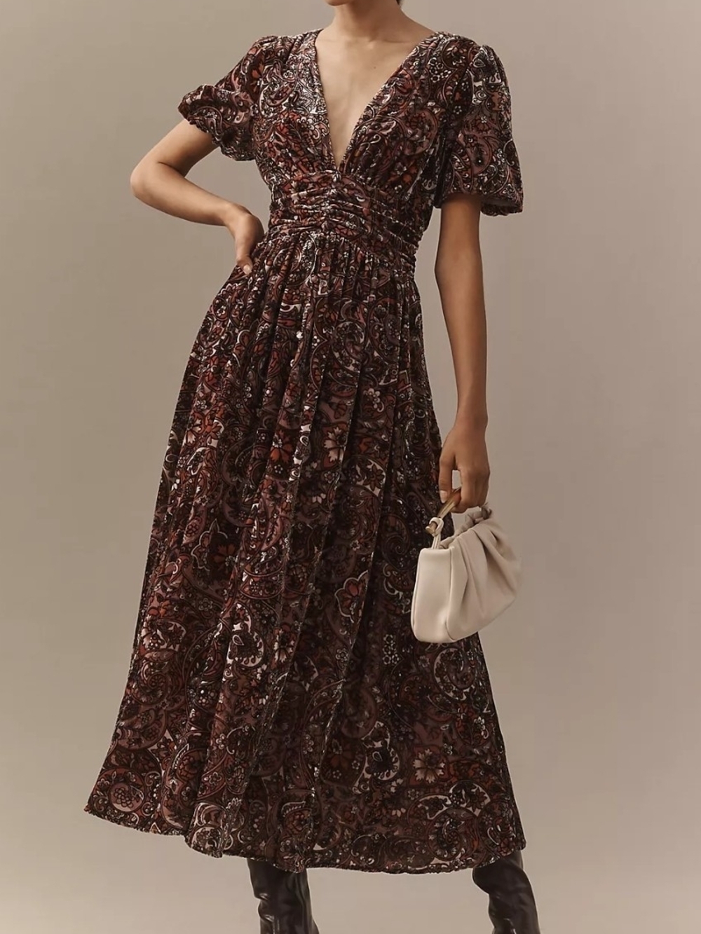 Anthropologie Katerina Button-Front Dress: Velvet Edition - Picture 1 of 8